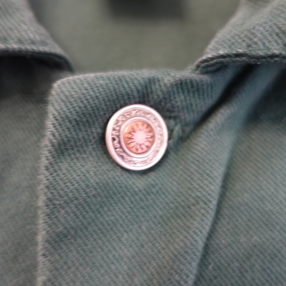 Vintage 90s Cropped Denim Jean Jacket Womens S Forest Green Boxy Faded Grunge - Picture 5 of 11